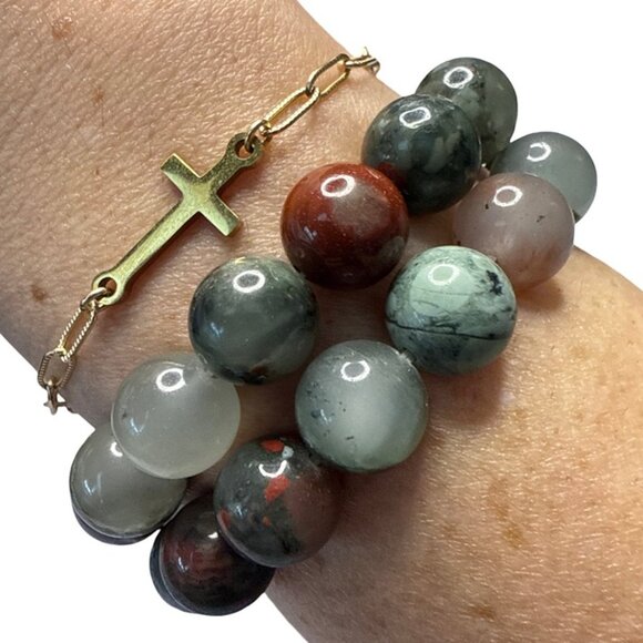 Afphan Blood Stone Bracelet Jewelry crystal beaded accessories handmade boho NEW - Picture 7 of 9